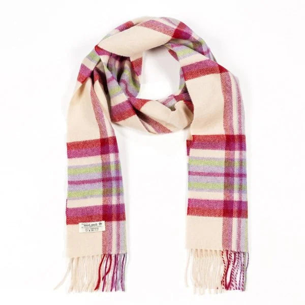 Irish Wool Scarf Long Purple Heather Plaid