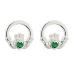 S33915/SOLVAR SILVER PENDANT BOX: (B) SILVER GREEN CRYSTAL
CLADDAGH STUD EARRINGS