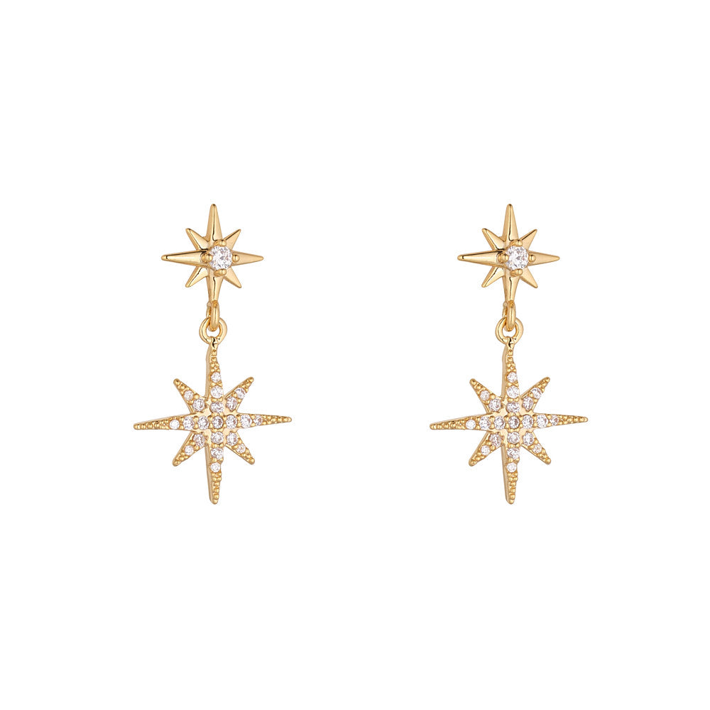 White CZ Star Drop Earrings