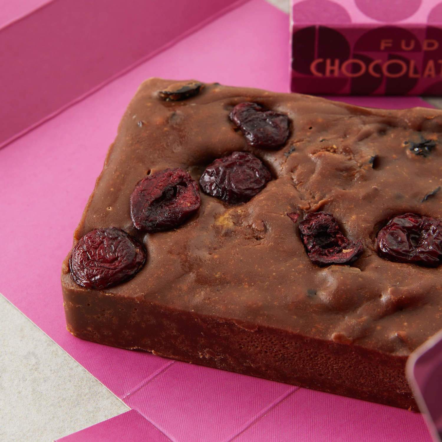 Fudge By Mella Chocolate, Sour Cherry + Nibs