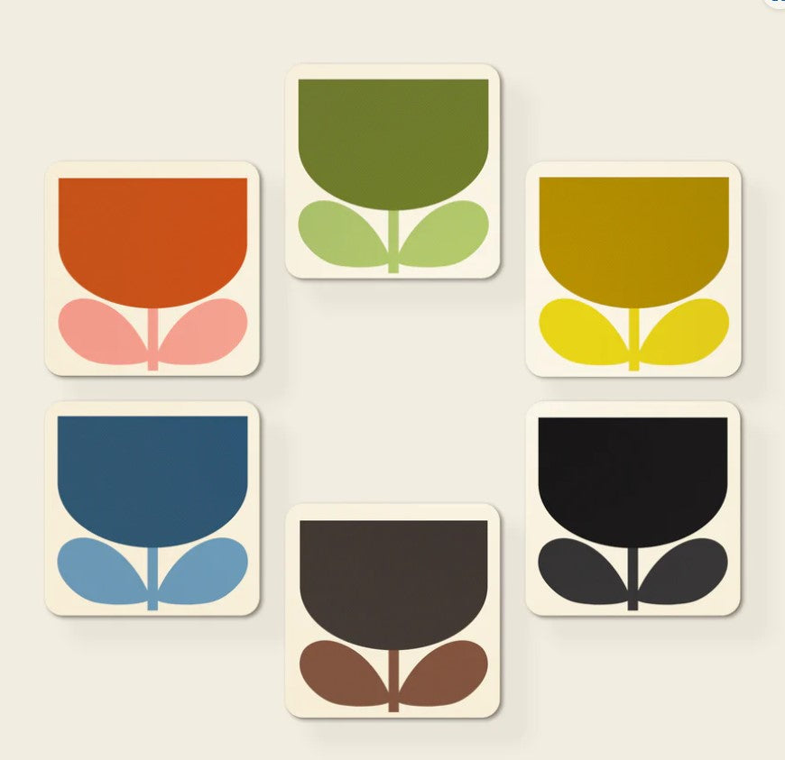 Set of 6 Coasters Block Flower