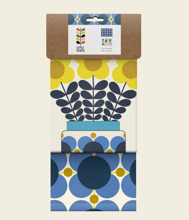 Set of 2 Tea Towels - Atomic Flower Navy