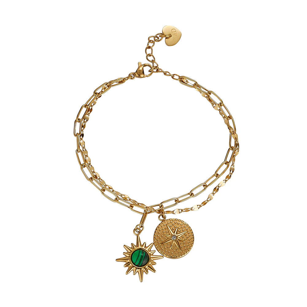 Carly Malachite Layered Bracelet