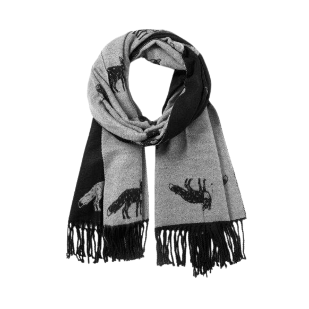 Reversible Fox Scarf Black/Grey