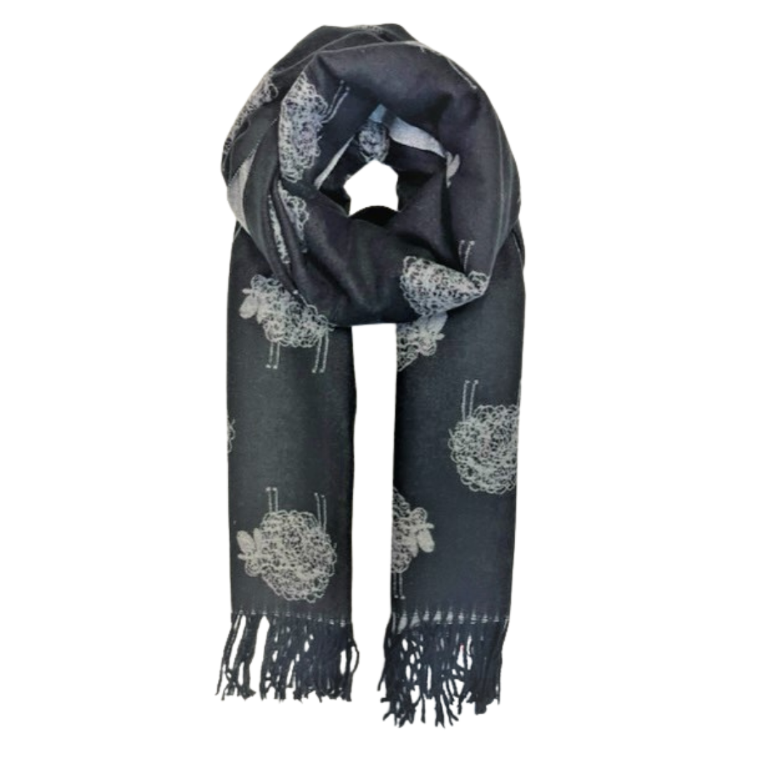 Reversible Sheep Scarf Grey