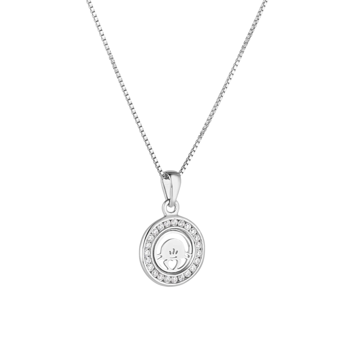 S/S KIDS CZ CLADDAGH PENDANT - S47009