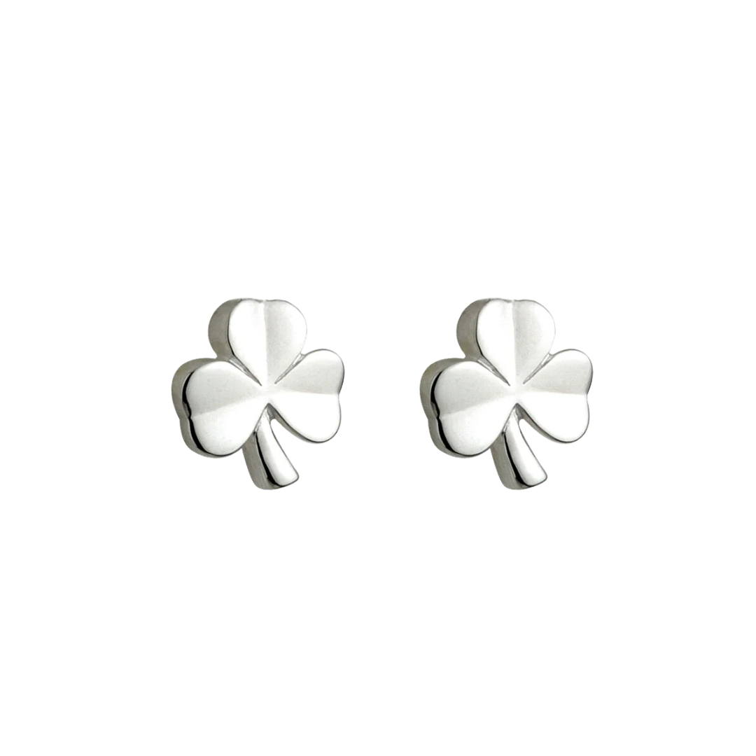 SILVER KIDS SHAMROCK STUD EARRINGS - S33197