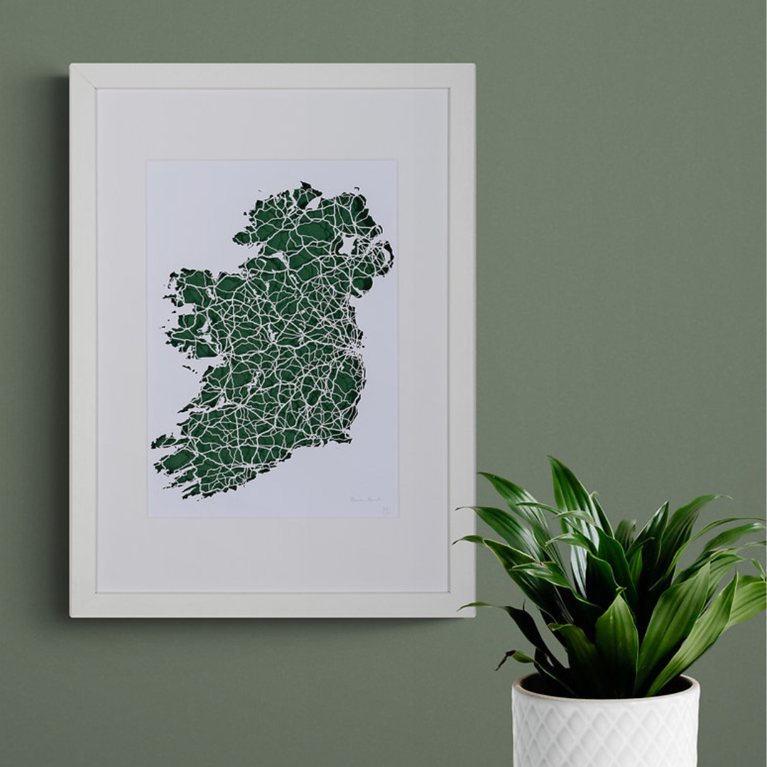 Map of Ireland Papercut - Framed