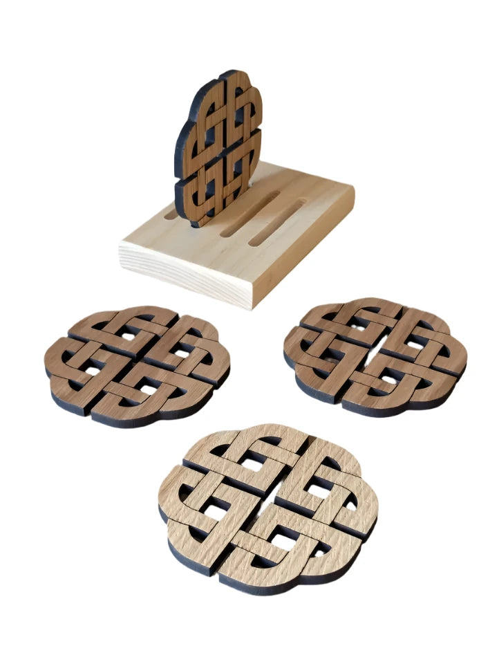 IC4CISK Set of 4 Coasters Infinity Knot - Oak