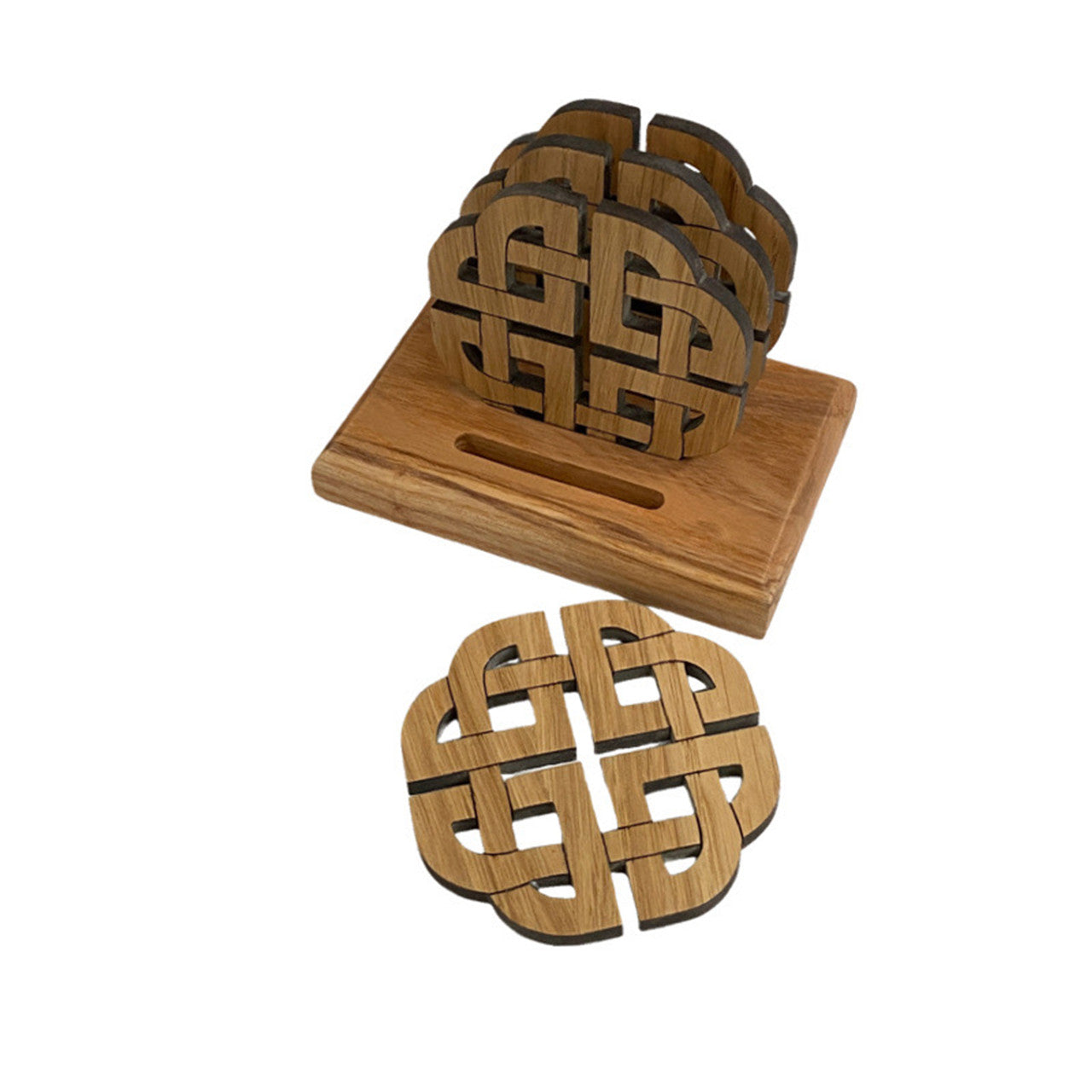 IC4CISK Set of 4 Coasters Infinity Knot - Oak