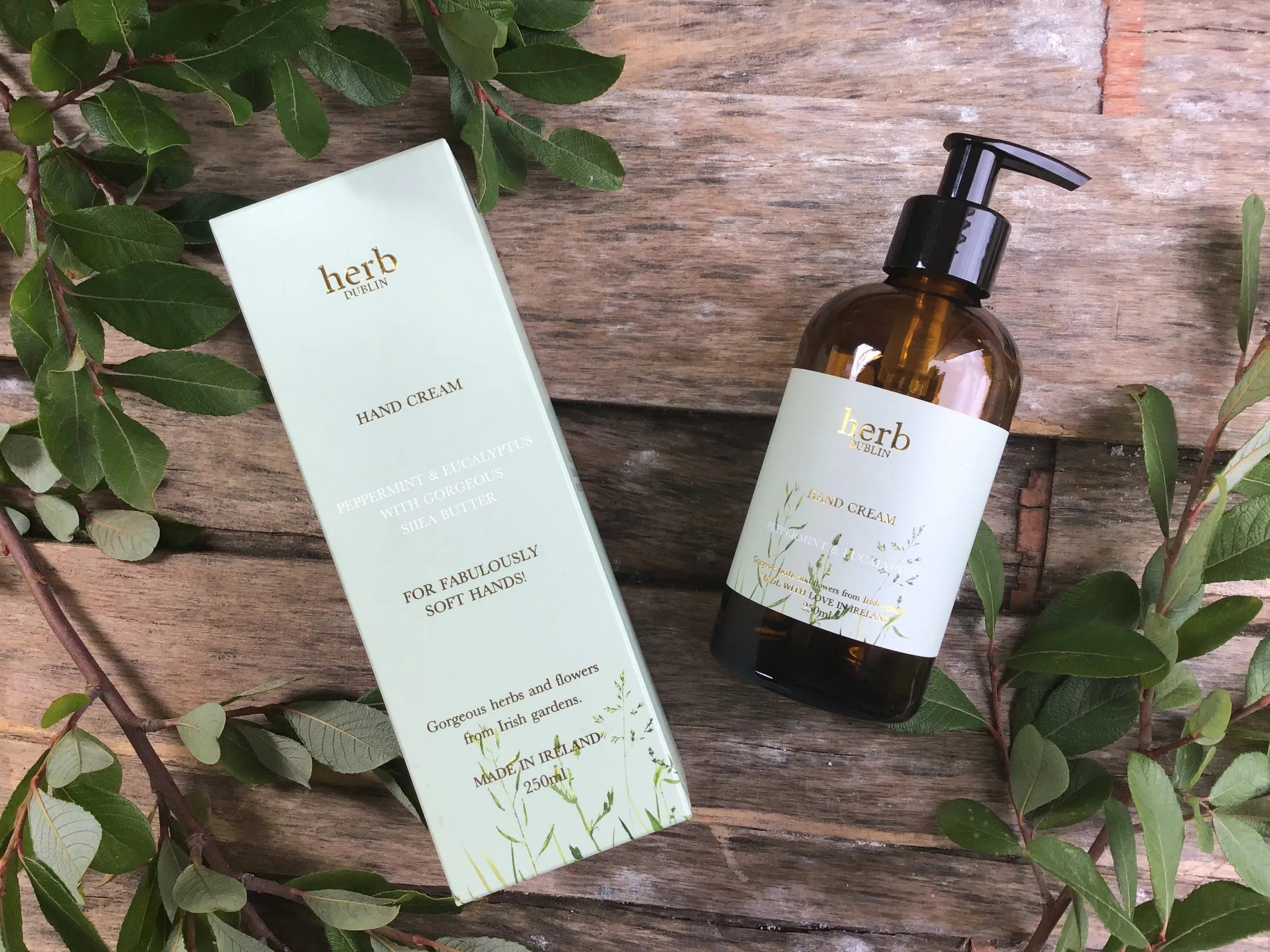 HERB HAND CREAM GLASS BOTTLE-PEPPERMINT AND EUCALYPTUS