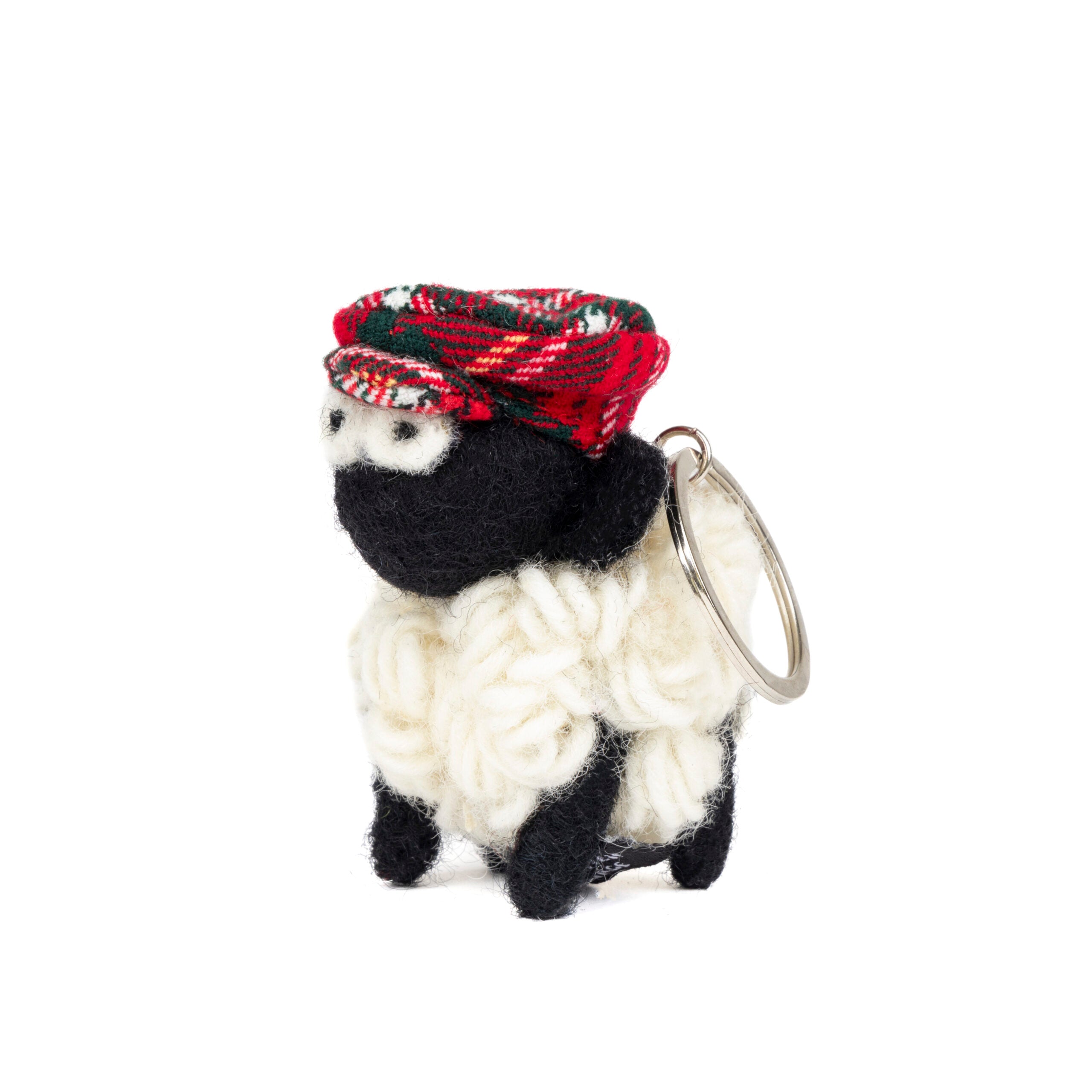 KW Keyring MBF Sheep Flat Cap Tartan Red