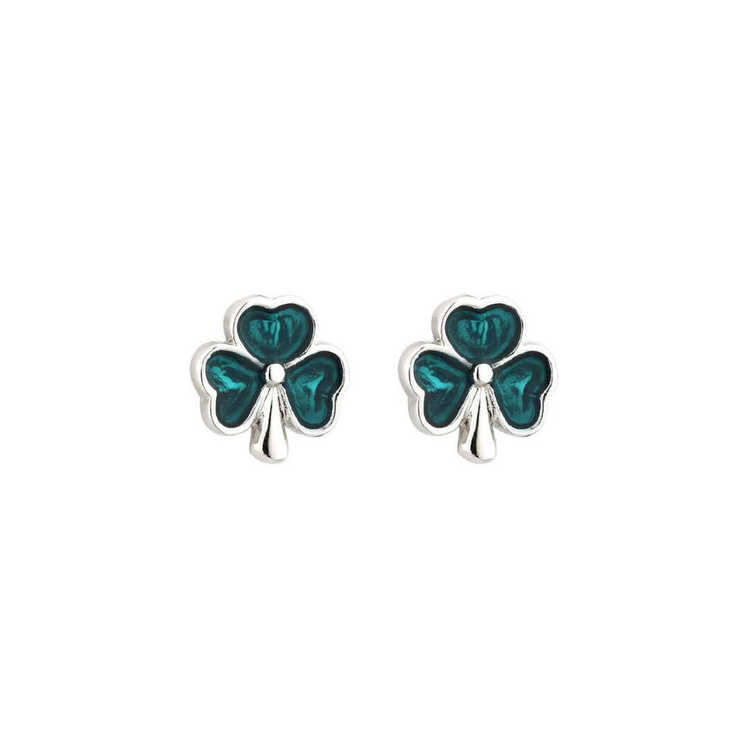 S3083 Lucky Enamel Shamrock Studs