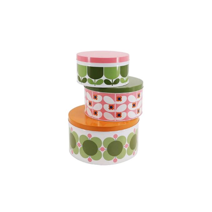 ORLA KIELY NESTING CAKE TINS - SET OF 3  (BUBBLEGUM/BASIL)