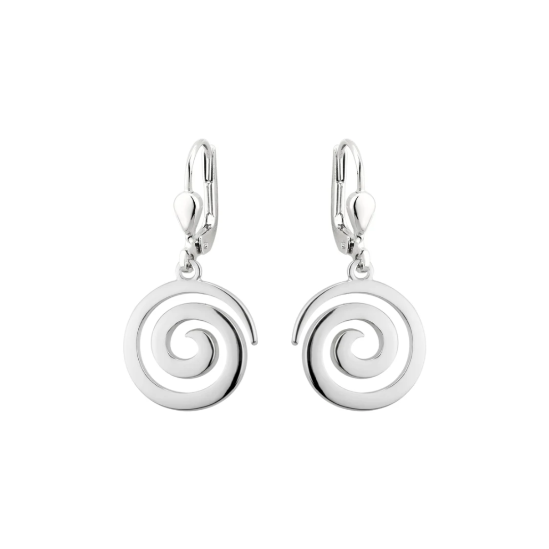 S33909R Rhodium Plated Swirl Drop Earrings