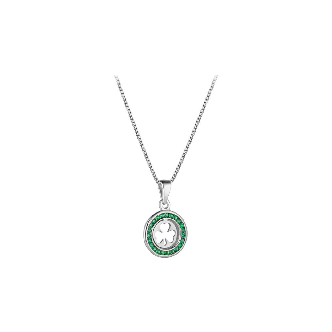 S/S KIDS GREEN CZ SHAMROCK PENDANT - S47011