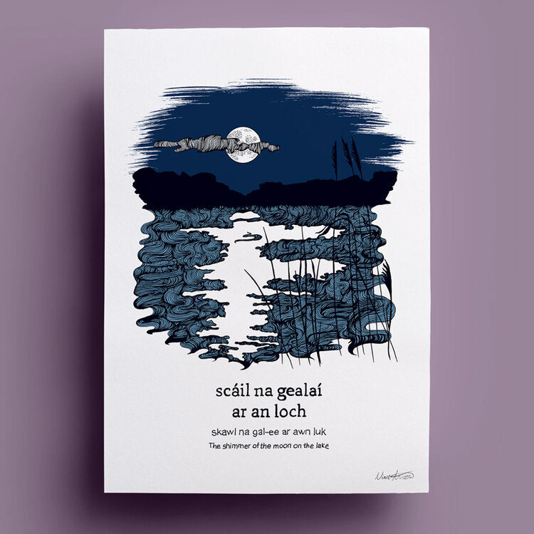 AP009A4 The Shimmer of the Moon on the Lake A4 Print