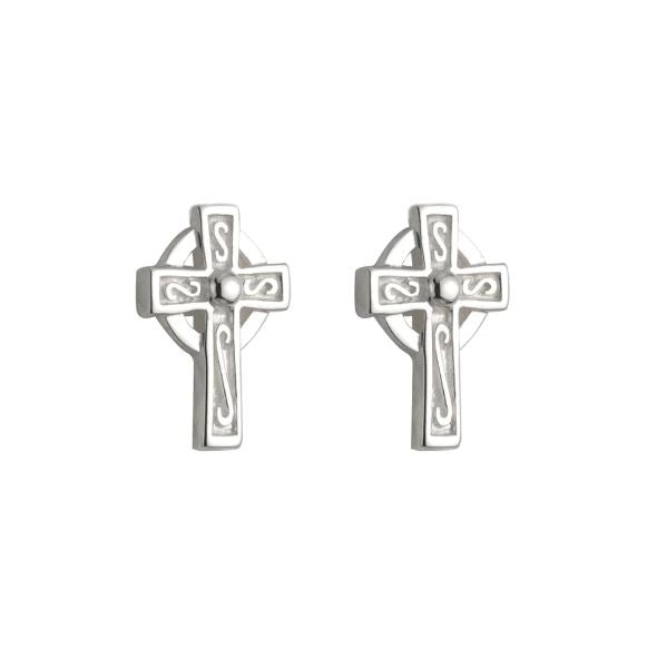 SILVER KIDS CELTIC CROSS STUD EARRINGS - S33387