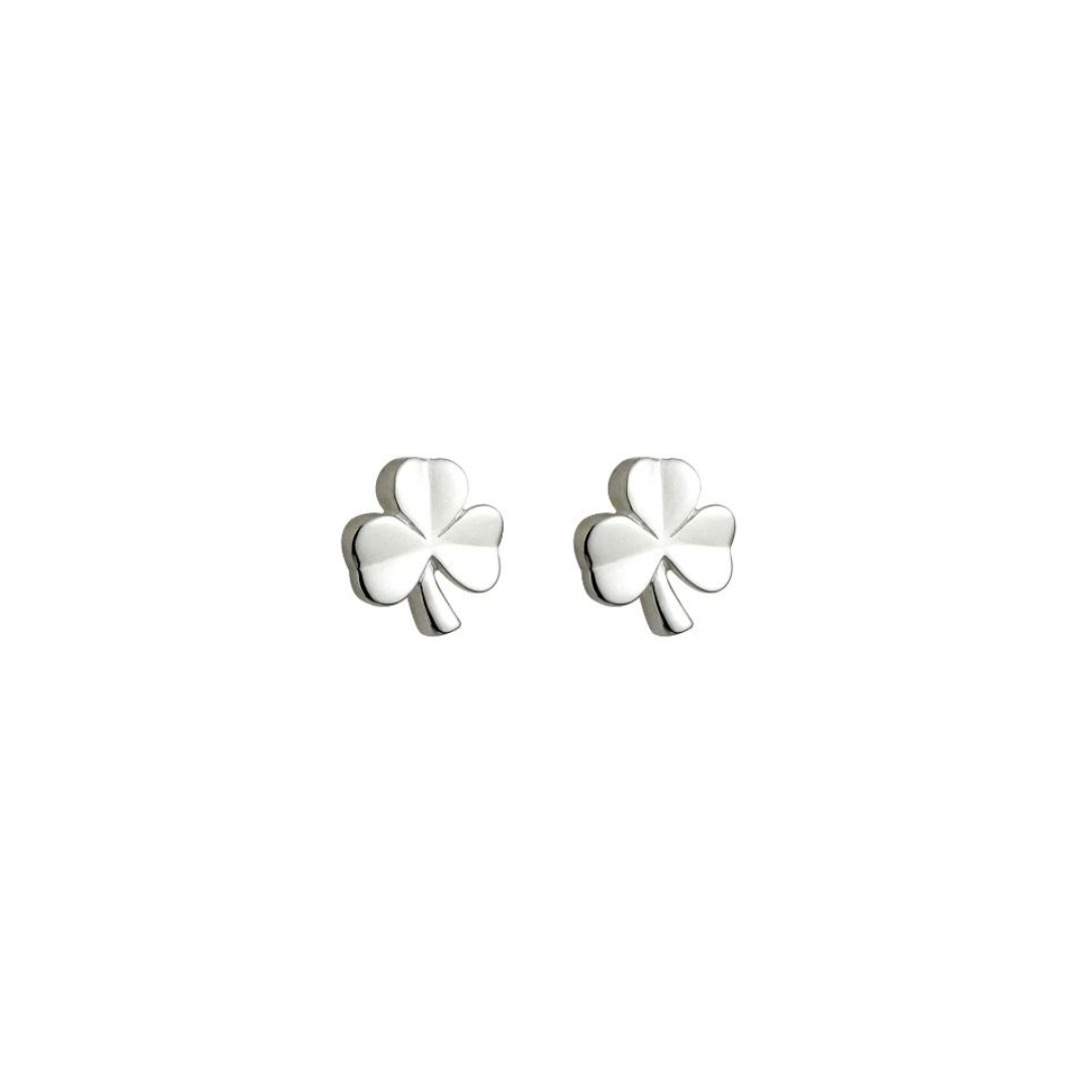 SILVER KIDS SHAMROCK STUD EARRINGS - S33197