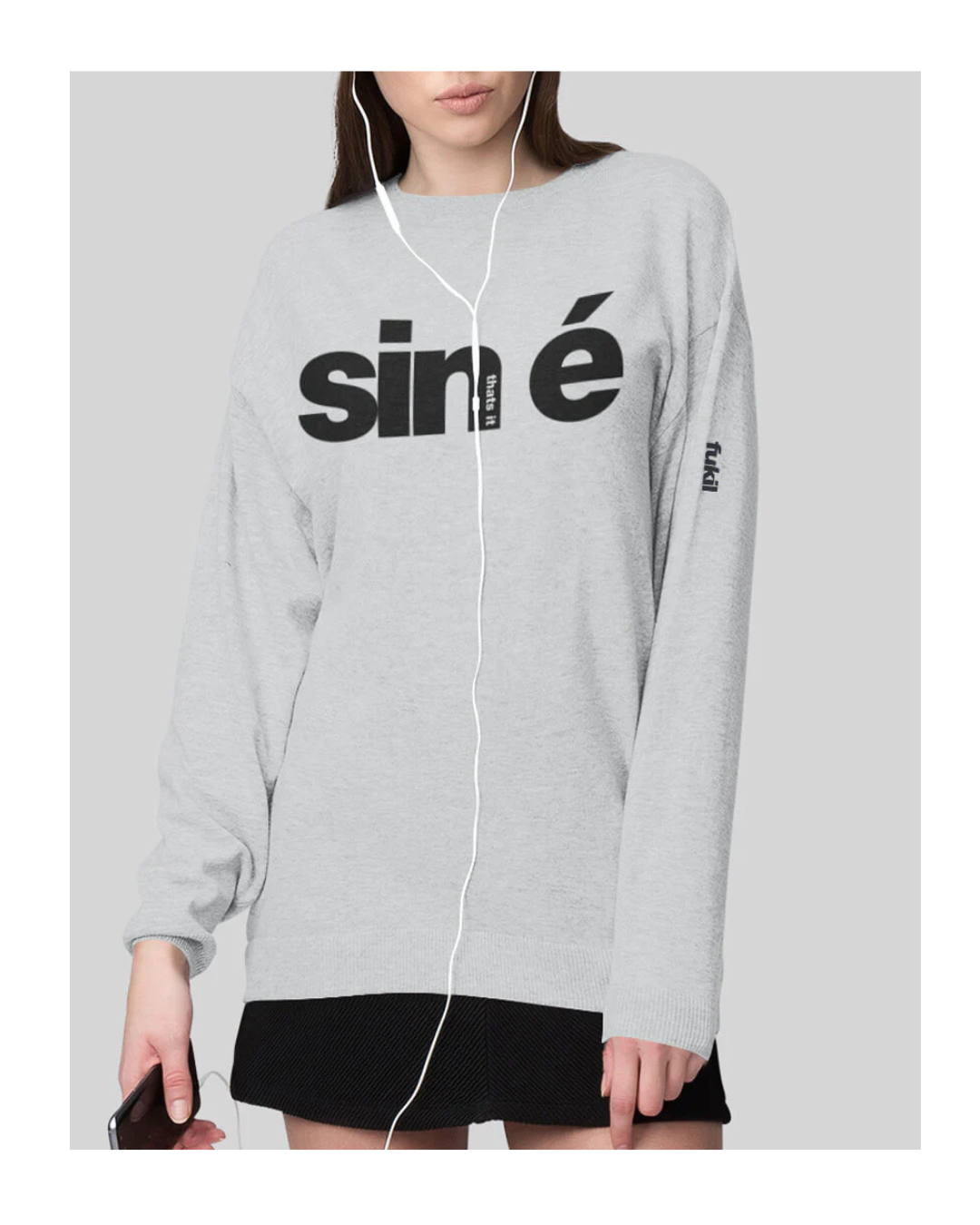 Sin é Sweatshirt - Heather Grey - Black