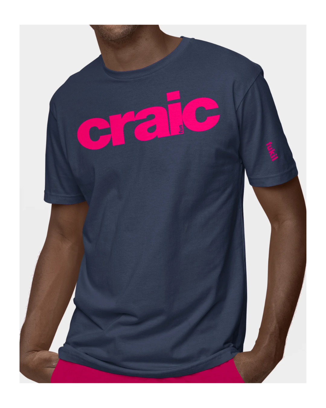 Craic T-Shirt - Ink Navy - Pink