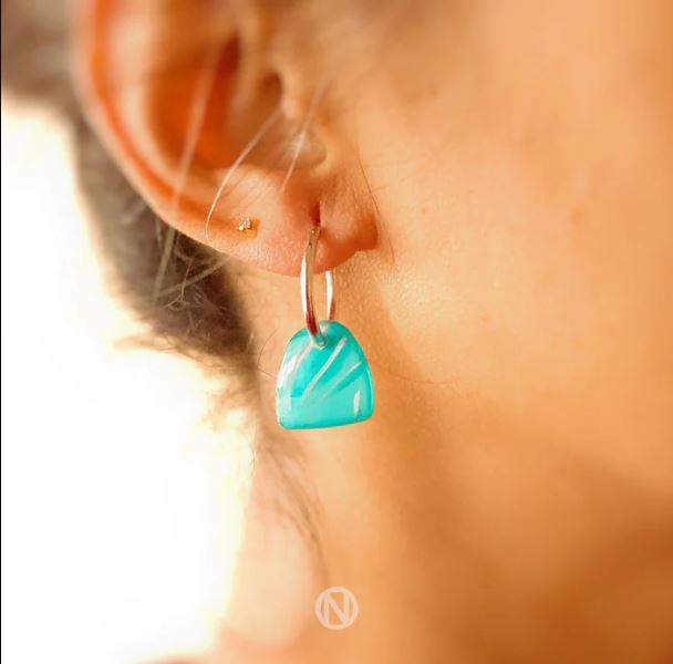Mini Hoops in Turquoise and Silver