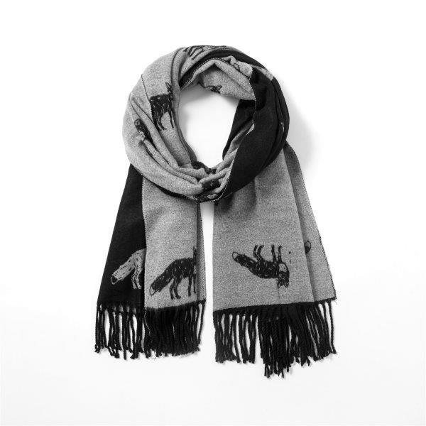 Reversible Fox Scarf Black/Grey