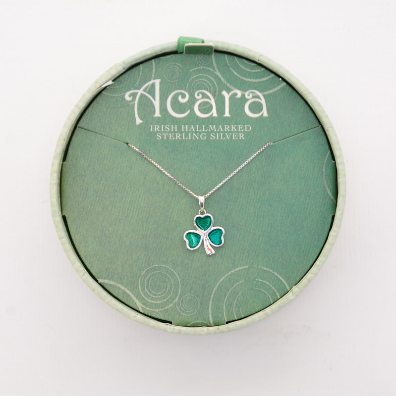 Acara Sterling Silver Necklaces - Shamrock Solid Green